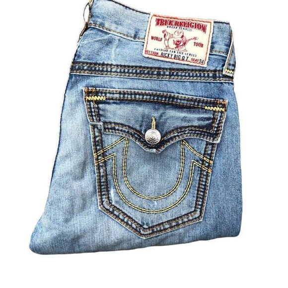 Vintage True Religion Jeans Size 34 RICKY BIG QT Blue - Picture 7 of 10
